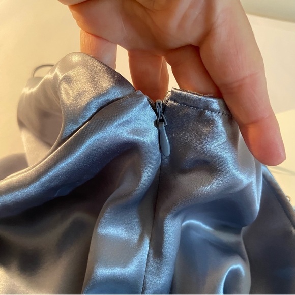 NWT Massimo Dutti Midi Gray Silver Satin Camisole Slip Dress Size Large - Picture 9 of 9